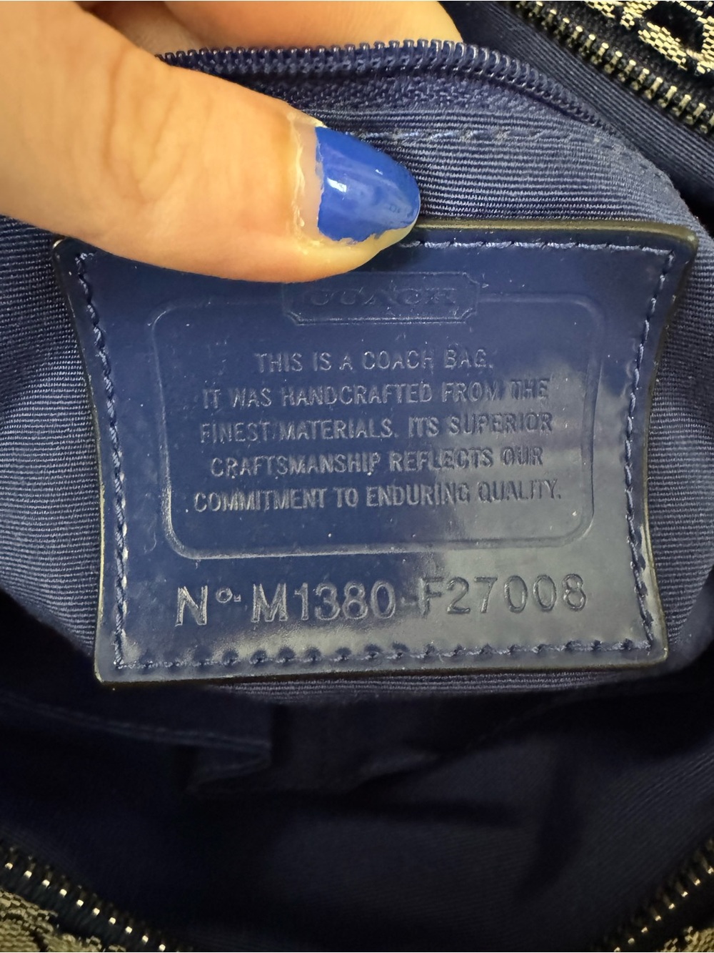Coach Navy Signature Stripe Tote - Picture 11 of 11